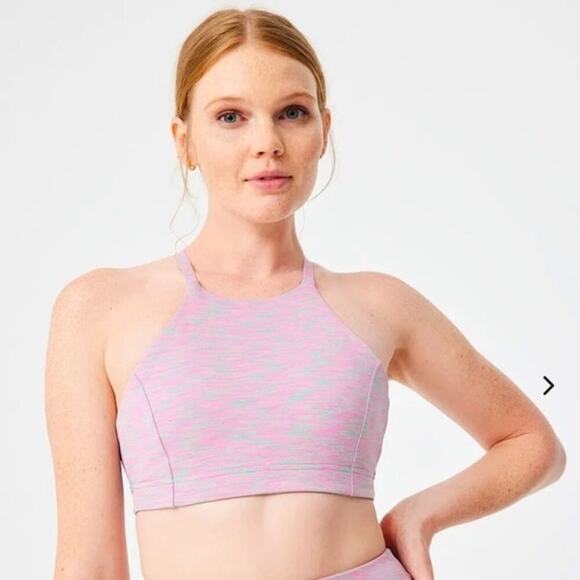 NWT OUTDOOR VOICES Flow Strappy Bra Watermelon Sugar New Athletic Exercise Pink - Picture 1 of 7
